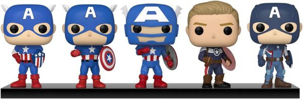 Funko Pop Marvel: Year of The Shield - Captain America Through The Ages 5 Pack - Disney Standard Characters - Amazon Exclusive - Collectable Vinyl Figure - Gift Idea - Official Merchandise