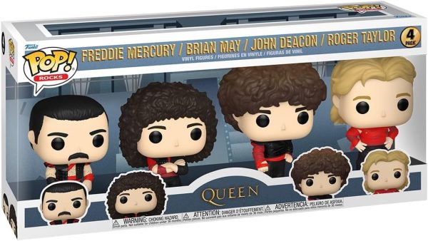 Funko Pop Rocks: Queen - Freddie Mercury. Brian May. John Deacon. Roger Taylor - (Radio Gaga). 4-Pack - Collectable Vinyl Figure - Gift Idea - Official Merchandise - Toys for Kids & Adults