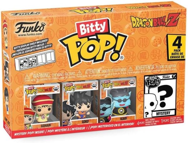 Funko Bitty POP! Dragon Ball Z. 4-Pack - Gohan. Raditz. Piccolo. and a Surprise Mystery Mini Figure - 0.9 Inch (2.2 Cm) - Anime Collectable - Stackable Display Shelf Included - Gift Idea