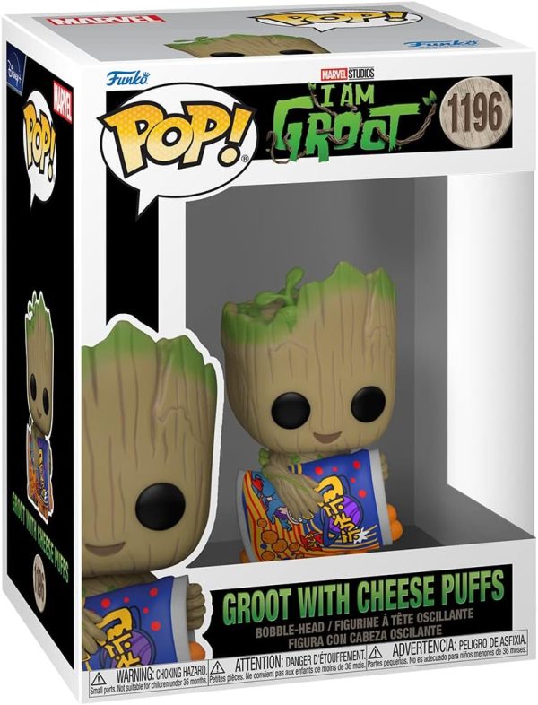 Funko POP! Marvel: Guardians of The Galaxy - Groot - 1/6 Odds for Rare Chase Variant with Cheese Puffs - Groot Shorts - Collectable Vinyl Figure - Gift Idea - Official Merchandise - for Kids & Adults