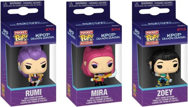 POP Keychain: Kpop Demon Hunters - Rumi. Mira. and Zoey 3-Pack - Novelty Keyrings - Collectable Mini Figure - Stocking Filler - Gift Idea - Official Merchandise - Movies Fans - Backpack D??cor