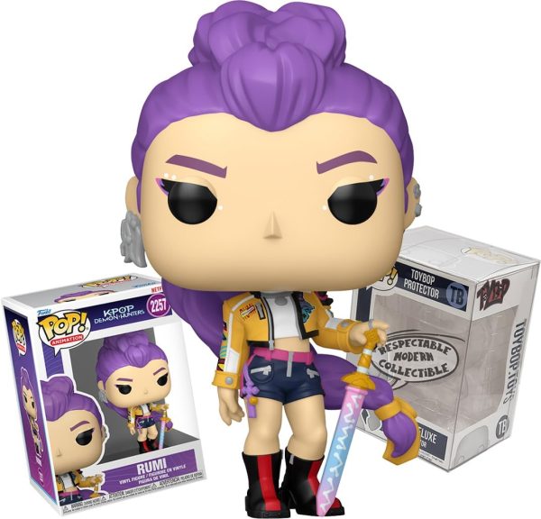 Funko Kpop Demon Hunters Rumi How It's Done with Saingeom Sword + ToyBop Protector: Pop! TV Animation Vinyl Figure (Bundled with Pop Protector Collector Case Gift Set)