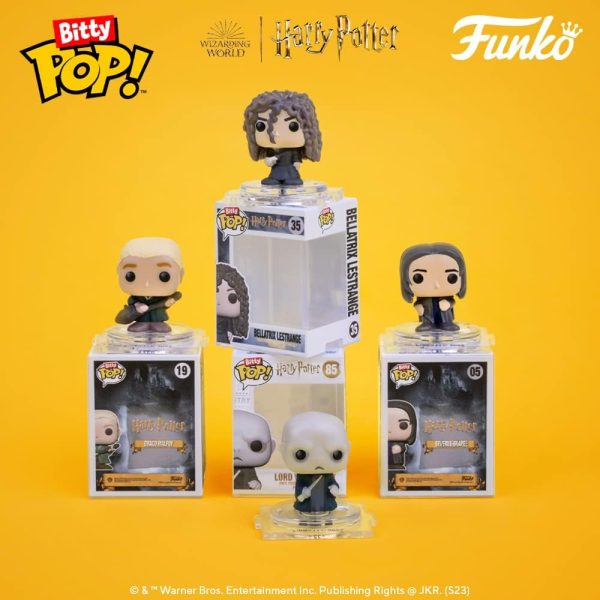Funko Bitty POP! HP - Voldemort. 4-Pack - Lord Voldemort. Draco Malfoy (Quidditch). Bellatrix Lestrange and A Surprise Mystery Mini Figure - 0.9 Inch (2.2 Cm) - Harry Potter Collectable - Gift Idea