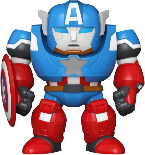 Funo Pop! Bitty Bots: Marvel - Captain America Mech with Captain America - 0.9 Inch and 4.7 Inch (11.9 Cm) - Television Collectable - Gift Idea - Toys for Kids & Adults