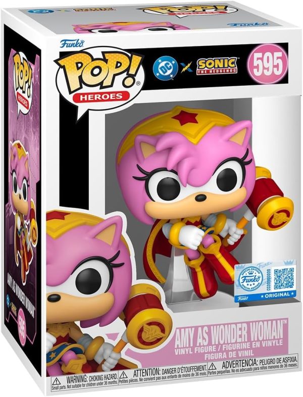 Funko Pop! Heroes: JLA & Sonic - Amy Rose as Wonder Woman - Sonic + DC Comics - Collectable Vinyl Figure - Gift Idea - Official Merchandise - Toys for Kids & Adults - DC Comics Fans