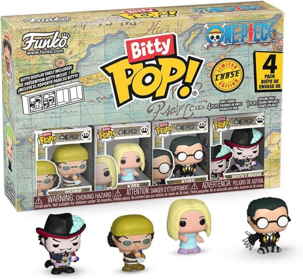 Funko Bitty Pop! One Piece - Usopp. Kaya. Kuro. and A Surprise Mystery Mini Figure - 0.9 Inch (2.2 Cm) Collectable - Stackable Display Shelf Included - Gift Idea - Party Bags Stocking - Cake Topper