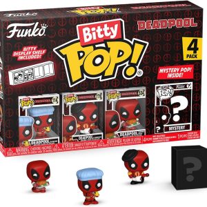 Funko Bitty POP! Deadpool - Bathtime. 4-Pack and A Surprise Mystery Mini Figure - 0.9 Inch (2.2 Cm) Collectable - Stackable Display Shelf Included - Gift Idea - Party Bags Stocking - Cake Topper