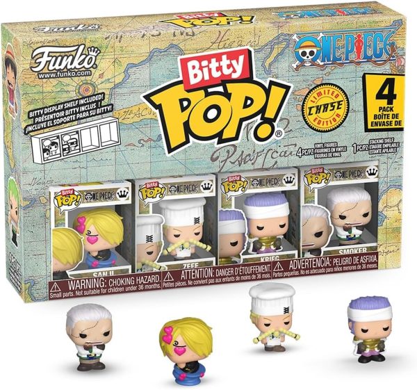 Funko Bitty Pop! One Piece - Sanji. Zeff. Kreig. and A Surprise Mystery Mini Figure - 0.9 Inch (2.2 Cm) Collectable - Stackable Display Shelf Included - Gift Idea - Party Bags Stocking - Cake Topper
