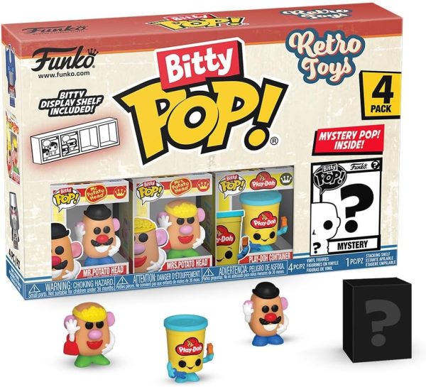 Funko Bitty POP Retro Toys - Mr. Potato Head. 4-Pack? and A Surprise Mystery Mini Figure - 0.9 Inch (2.2 Cm) Collectable - Stackable Display Shelf Included - Gift Idea - Party Bags Stocking