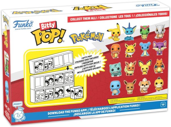 Funko Pop! Bitty: Pokemon - Charmander. Jolteon. Lapras. and Rattata - 0.9 Inch (2.2 Cm) Collectable - Stackable Display Shelf Included - Gift Idea - Party Bags Stocking