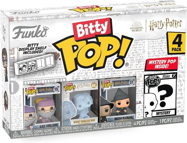 Funko Bitty POP! HP - Dumbledore. 4-Pack - Albus Dumbledore. Nearly Headless Nick. Minerva McGonagall and A Surprise Mystery Mini Figure - 0.9 Inch (2.2 Cm) - Harry Potter Collectable - Gift Idea