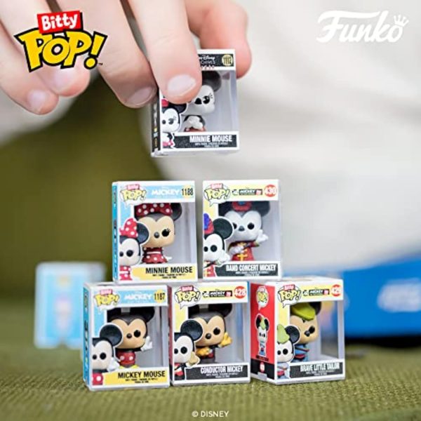 Funko Bitty POP! Disney - Mickey. 4-Pack - Mickey Mouse. Minnie Mouse (Pink Dress). Pluto and A Surprise Mystery Mini Figure - 0.9 Inch (2.2 Cm) Collectable - Stackable Display Shelf Included
