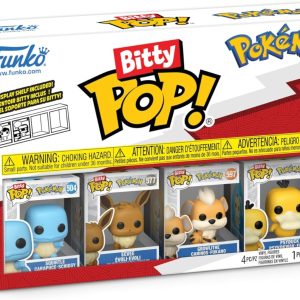 Funko Pop! Bitty: Pokemon - Squirtle. Eevee. Growlithe. and Psyduck - 0.9 Inch (2.2 Cm) Collectable - Stackable Display Shelf Included - Gift Idea - Party Bags Stocking