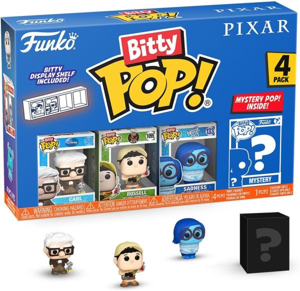 Funko Pop Bitty: Pixar Mini Collectible Toys 4-Pack - Carl. Russell - (Dug Days). Sadness. & Mystery Chase Figure - (Styles May Vary) and A Surprise Mystery Mini Figure - 0.9 Inch (2.2 Cm)
