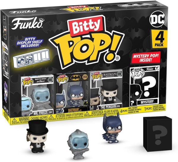 Funko Bitty POP! Batman 85th - Freeze. 4-Pack and A Surprise Mystery Mini Figure - 0.9 Inch (2.2 Cm) - DC Comics Collectable - Stackable Display Shelf Included - Gift Idea - Party Bags Stocking