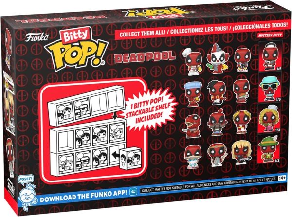 Funko Bitty POP! Deadpool - Bathtime. 4-Pack and A Surprise Mystery Mini Figure - 0.9 Inch (2.2 Cm) Collectable - Stackable Display Shelf Included - Gift Idea - Party Bags Stocking - Cake Topper
