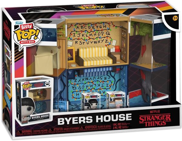 Funko Bitty Pop! Bitty Boxes: Stranger Things - Byers House Playset with 2 0.9 Inch (2.2 Cm) Tiny Mini Figures - Collectable Display Case with Interior Scene and Storage - Gift Idea