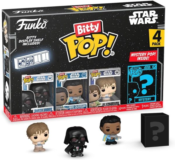 Funko Pop Bitty: Star Wars - Darth Vader. Lando Calrissian. Luke Skywalker and Yoda. & Mystery Chase Figure - (Styles May Vary) and A Surprise Mystery Mini Figure - 0.9 Inch (2.2 Cm)