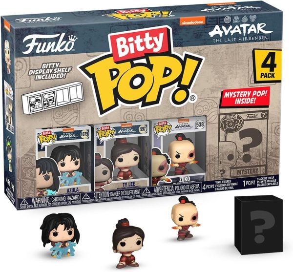 Funko Bitty Pop! Avatar: The Last Airbender - Azula. Ty Lee. Zuko. & A Surprise Mystery Mini Figure - 0.9 Inch (2.2 Cm) Collectable - Stackable Display Shelf Included - Gift Idea - Cake Topper