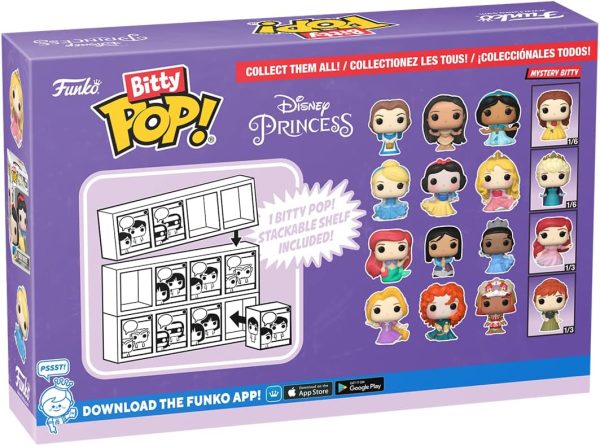 Funko Bitty Pop Disney Princesses - Cinderella. Snow White. Aurora and A Surprise Mystery Mini Figure - 0.9 Inch (2.2 Cm) Collectable - Stackable Display Shelf Included - Gift Idea