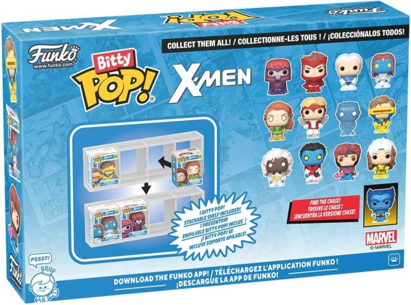 Funko Bitty Pop! X-Men: Rogue. Nightcrawler. Gambit. Storm and A Surprise Mystery Mini Figure - 0.9 Inch (2.2 Cm) Collectable - Stackable Display Shelf Included - Gift Idea - Cake Topper