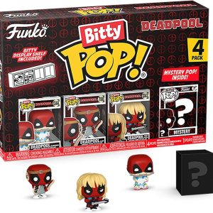 Funko Bitty POP! Deadpool - Sleepover. 4-Pack and A Surprise Mystery Mini Figure - 0.9 Inch (2.2 Cm) Collectable - Stackable Display Shelf Included - Gift Idea - Party Bags Stocking - Cake Topper