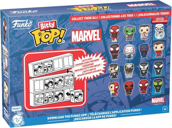 Funko Pop! Bitty: Spider-Man - Venom. Anti-Venom. She-Venom. and Mystery Chase Figure - 0.9 Inch (2.2 Cm) - Marvel Comics Collectable - Stackable Display Shelf Included