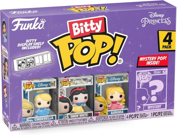 Funko Bitty Pop Disney Princesses - Cinderella. Snow White. Aurora and A Surprise Mystery Mini Figure - 0.9 Inch (2.2 Cm) Collectable - Stackable Display Shelf Included - Gift Idea